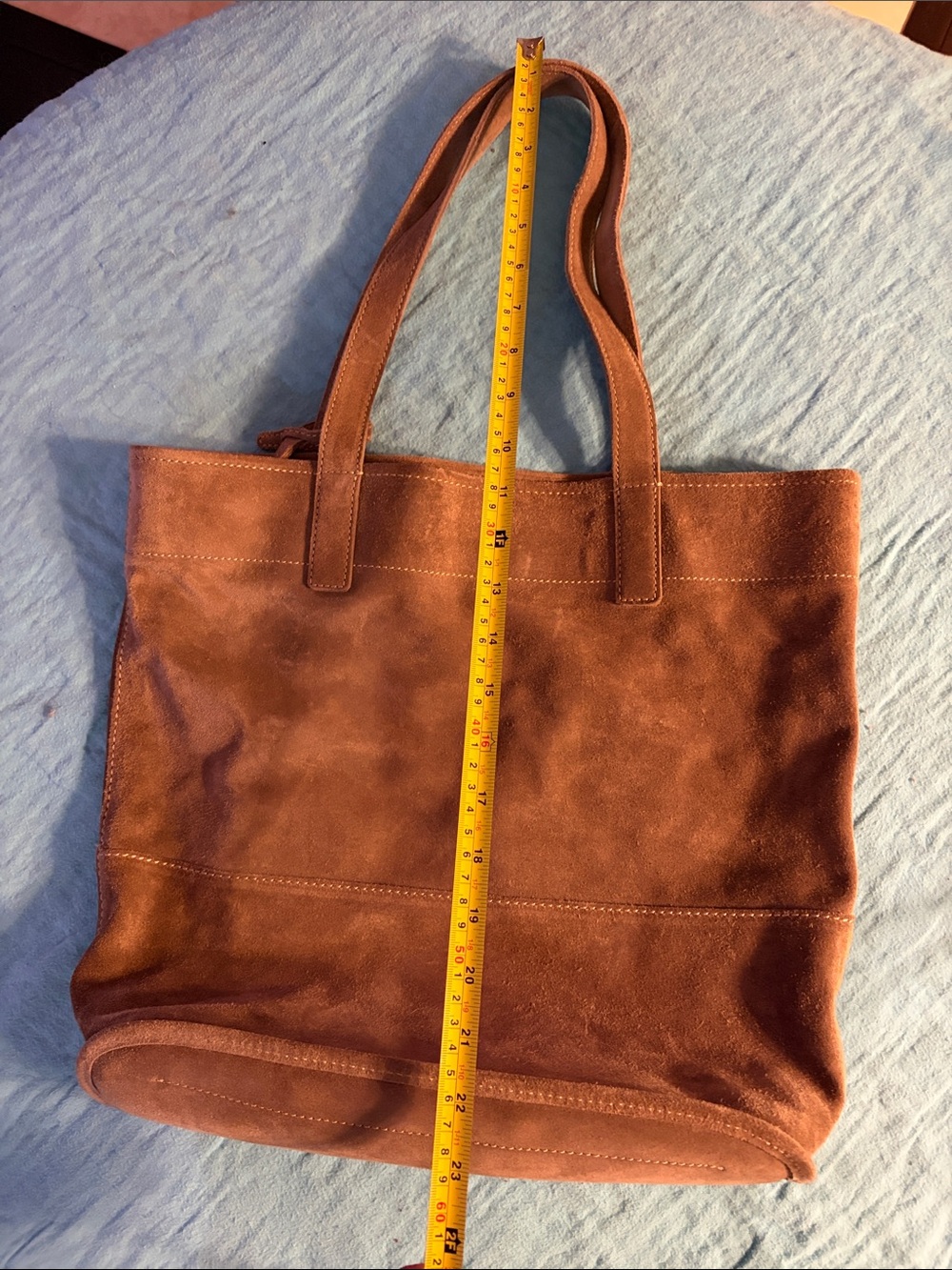 Brown Suede Tote Bag - Classic Casual Carryall - Picture 10 of 10